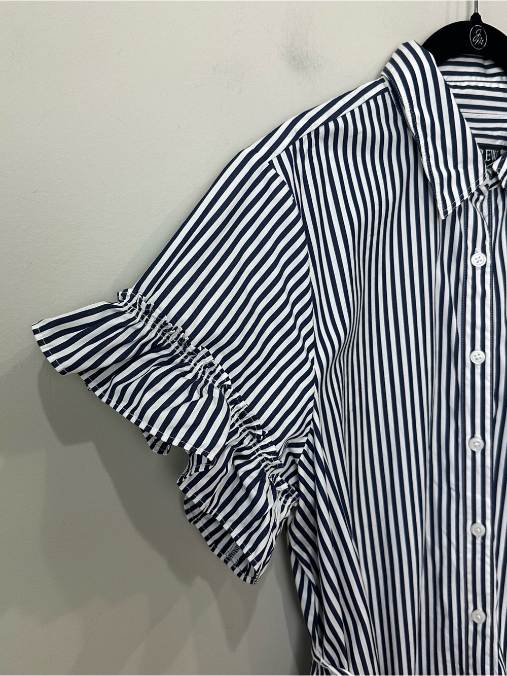 J.crew Amelia Shirtdress Navy White Vertical Stripe Belted Pockets - Picture 5 of 9